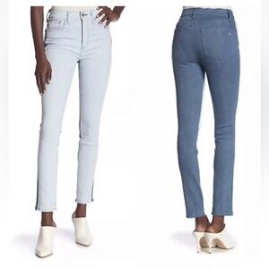 Rag & and Bone High Rise Skinny Womens Jeans two tone blue stretch size 24